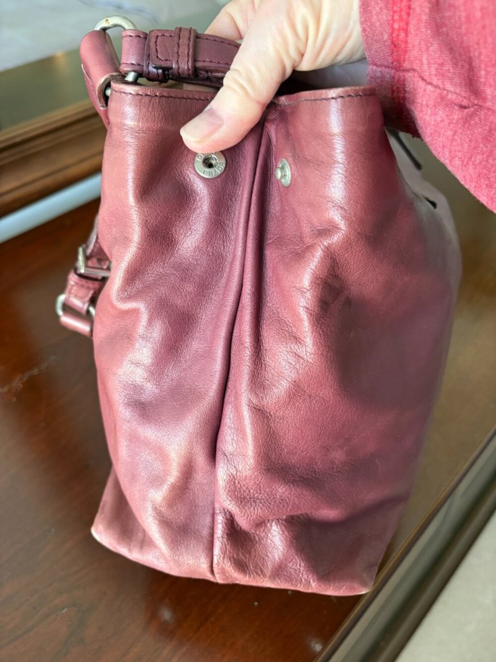 Authentic Prada Vitello Leather Bag in Burgundy - Picture 9 of 10